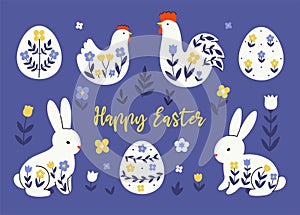 A set of graphic elements for Easter celebrations. Vector graphics