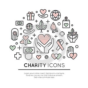 Set of Graphic Elements for Nonprofit Organizations and Donation Centre
