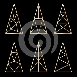 Set of graphic stylized Christmas trees