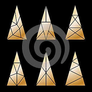 Set of graphic stylized Christmas trees