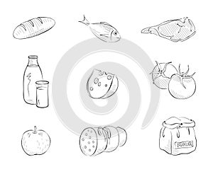 Set graphics illustrations -- foods