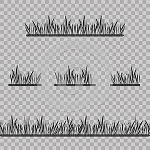 Set Grass Borders, Vector Illustration. Abstract field texture. Symbol of summer, plant,eco and natural, growth or fresh. Design f