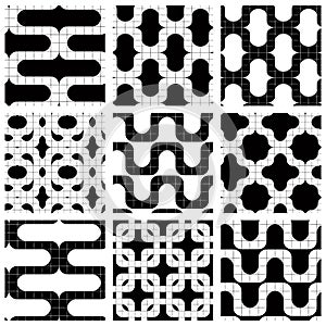 Set of grate mosaic seamless patterns