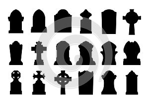 Set of gravestone silhouette