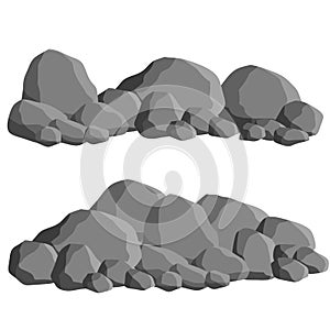 Set of gray granite stones of different shapes.