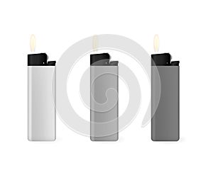 A set of gray lighters.