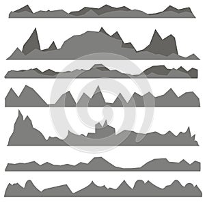 Set of Gray Mountain Silhouettes