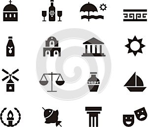 Set of Greece related web icons