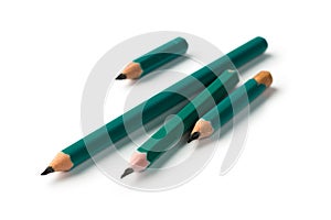 Set of greeen Short Pencils on Isolated