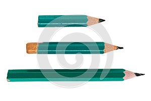 Set of greeen Short Pencils on White Background