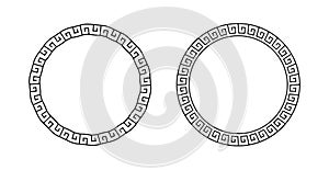 Set greek circle frame. Meander pattern collection circular border. Greek frame. Greece ornament. Grecian ancient style. Roman