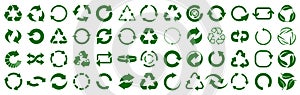 Set of green arrow recycle, means using recycled resources, recycling, arrows, recycle icon Ã¢â¬â vector photo