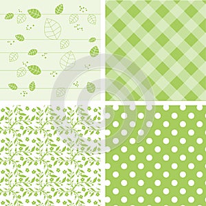 Set of green backgrounds - seamless pattern