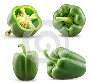 Set green bell pepper cut in half, whole