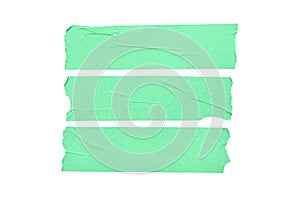 Set of green blank tape stickers isolated on white background