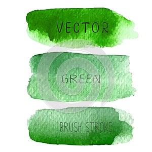 Set of green brush strokes watercolor