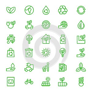 Set of Green Eco Earth Icon Outline Vector