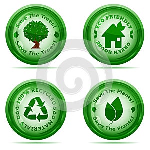 Set of green environmental icons