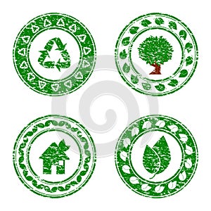 set of green environmental icons isolat