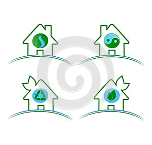 Set of green environmental icons isolat