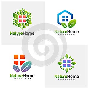 Set of Green House Logo Template Design Vector. Nature Home Logo Concept. Icon Symbol