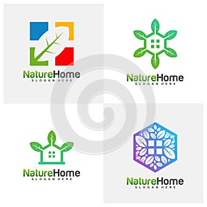 Set of Green House Logo Template Design Vector. Nature Home Logo Concept. Icon Symbol