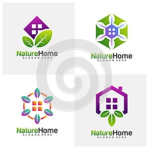 Set of Green House Logo Template Design Vector. Nature Home Logo Concept. Icon Symbol