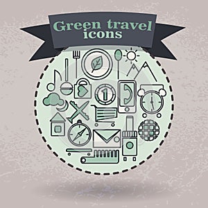 Set green icons for travel