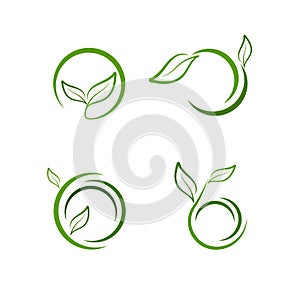Set of green leaf logos, icons vector design elements, bio, eco