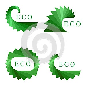 Set Green Logo Elements Isolated on White. Ecological Templates for Corporate Logotypes.