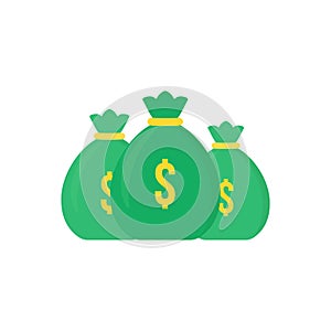 Set of green money bag icon like loan