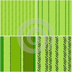 Set of green seamless patterns, vector