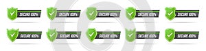 Set of green secure badge icons with shadow