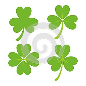 Set of Green Shamrock Symbols Vector