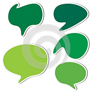 Set of green sticker speech bubbles