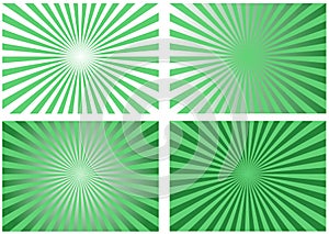 Set green sunburst retro backgrounds vector