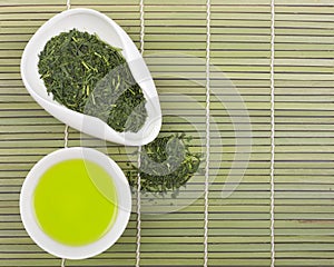 Set of green tea for tea ceremony