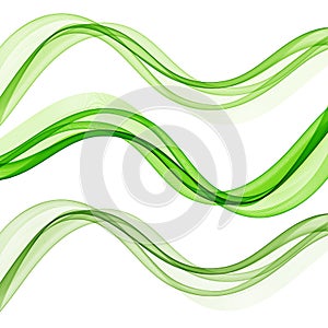 Set of green transparent waves. vector wavy waves. Design element