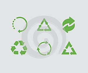 Set of green vector recycle icon. Recycle vector collection