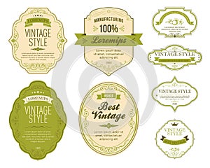 Set of green vintage labels