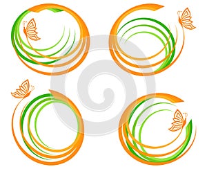 set of a green waves with orange butter