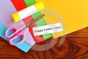 Set for greeting card father's day. Happy father's day. Kids crafts