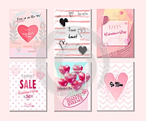 2023 Set of Greeting card  Poster  Flyer  Sale Banner  Voucher  Vector Template Trendy Design with `LOVE` concept  Romance Modern