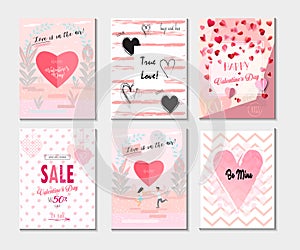 2023 Set of Greeting card, Poster, Flyer, Sale Banner, Voucher, Vector Template Trendy Design with `LOVE` concept, Romance Modern