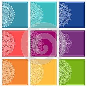 Set of greeting card templates with mandalas, vector illustration photo