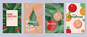 Set of greeting cards for Christmas and New Year