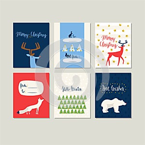 Set of greeting cards for Christmas and New Year.