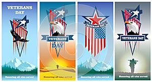 Set greeting cards to veterans day