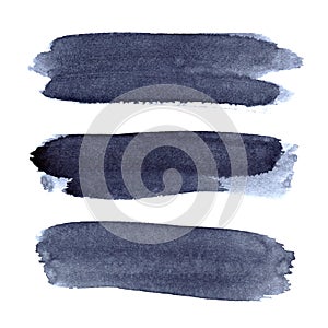 Set of grey blue brush strokes