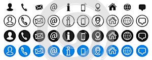 Set grey and blue contact icons - vector